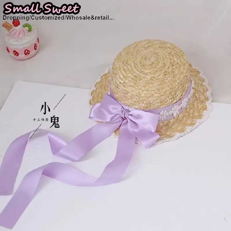 Small Sweet Store Lolita Straw Hat Lolita Princess Lace Bow Ribbon Straw Hat Women Girls Summer Straw Hats Beach Sun Hat H260317 - view 7