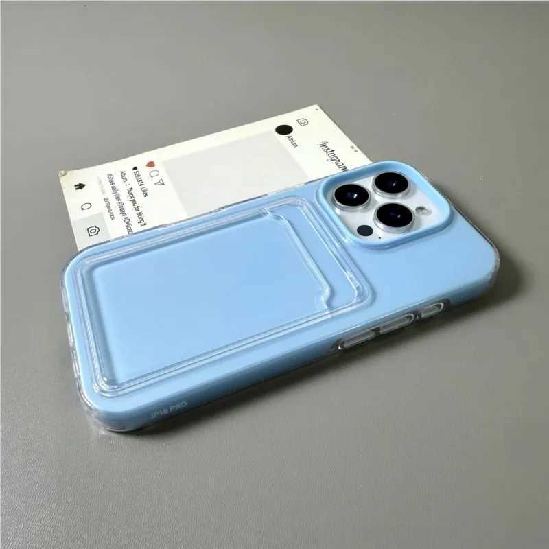 Luxury Clear Card Slot Holder Phone Case for iPhone 16 15 14 11 13 12 Pro Max Wallet 2 in1 Soft Protector Shockproof Candy Cover C260314
