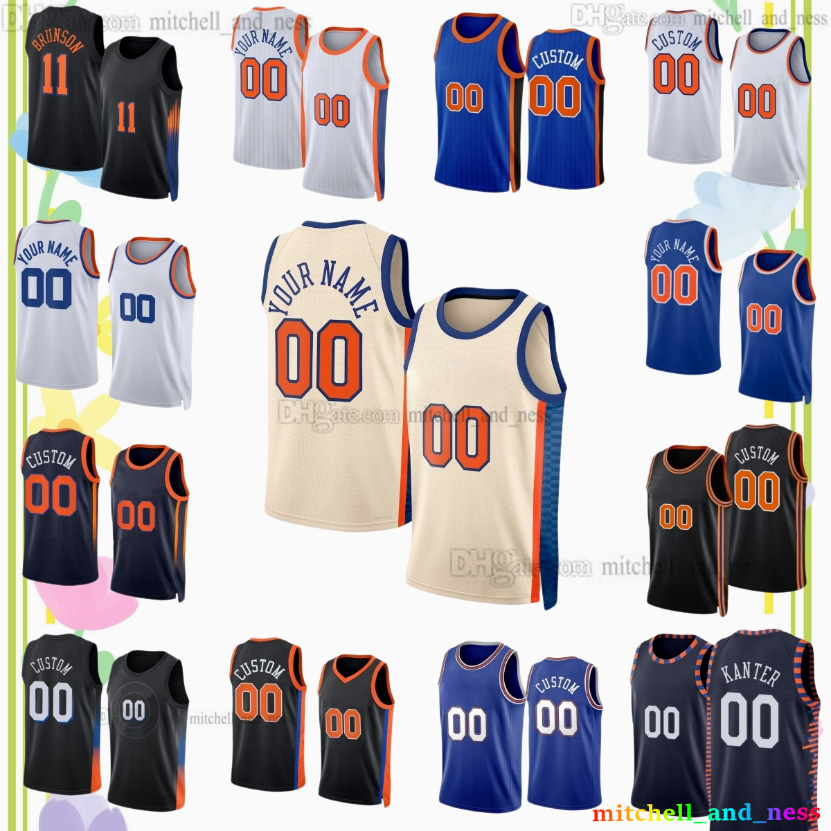 Custom New City 11 Jalen Brunson Printed Basketball Jersey 32 Karl-Anthony Towns 25 Mikal Bridges 8 OG Anunoby 2 Miles McBride 3 Josh Hart Landry Shamet Jerseys Shorts