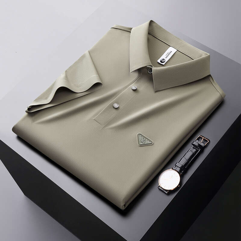 Seamless Adhesive Short Sleeve Shirt For Men Casual Summer Thin Non-Iron Stretch Men's T-Shirt High-End Feel