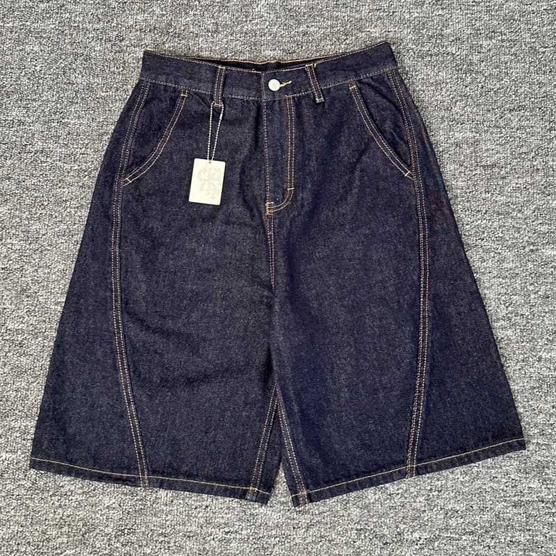 Men Women Vintage Dark Blue Jeans Brches Casual Simple Classic Embroidered Patchwork Mertra Denim Shorts X260316