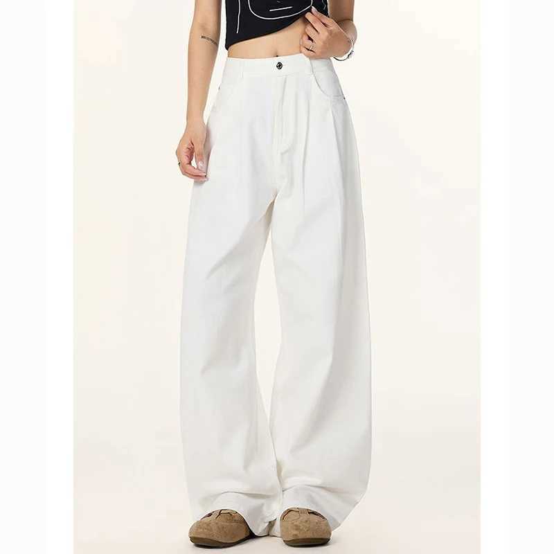 2026 New Retro Fashion Lady Baggy Jeans Female Thin Straight Leg Denim Pants s Korean High Waist Casual Trousers M260317