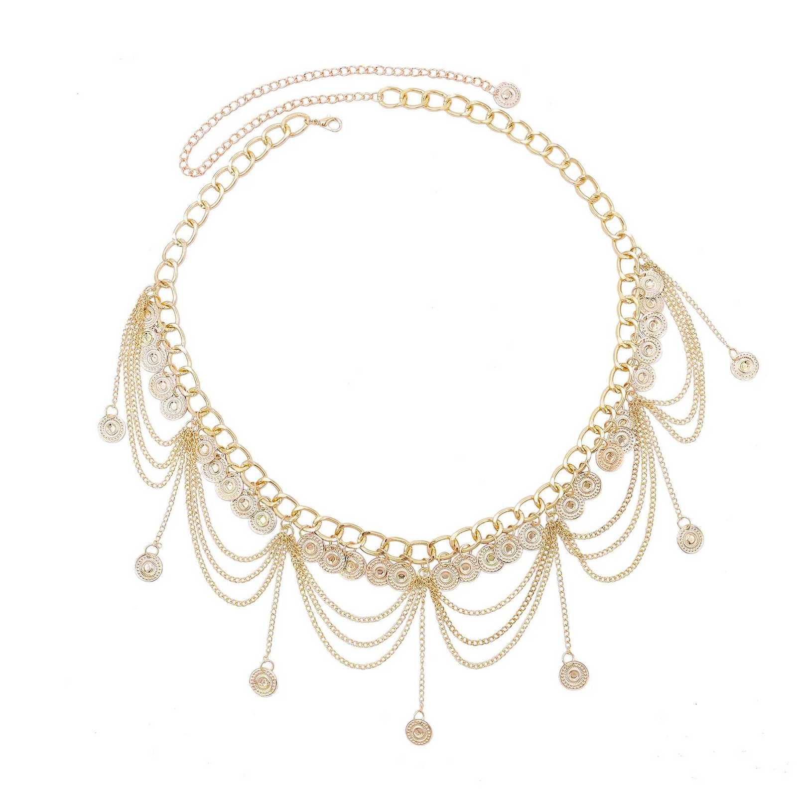 New Bohemian Ethnic Style Retro Alloy Coin Tassel Belly Chains Body Jewelry Gold Plated Womens Waist Chain Belt H260316 - view 3