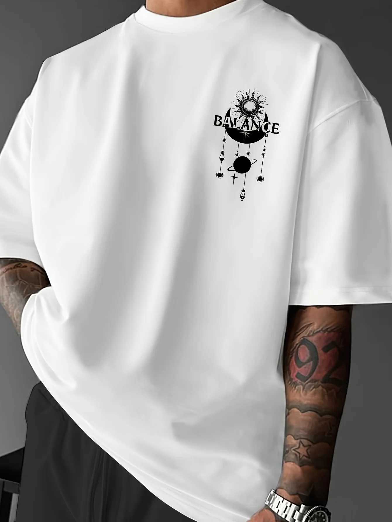 Summer Star Pattern Men Loose T-shirt Street Fashion Trend 100 Pure Cotton Soft Material Suitable Daily Casual Outdoor Wear M260317