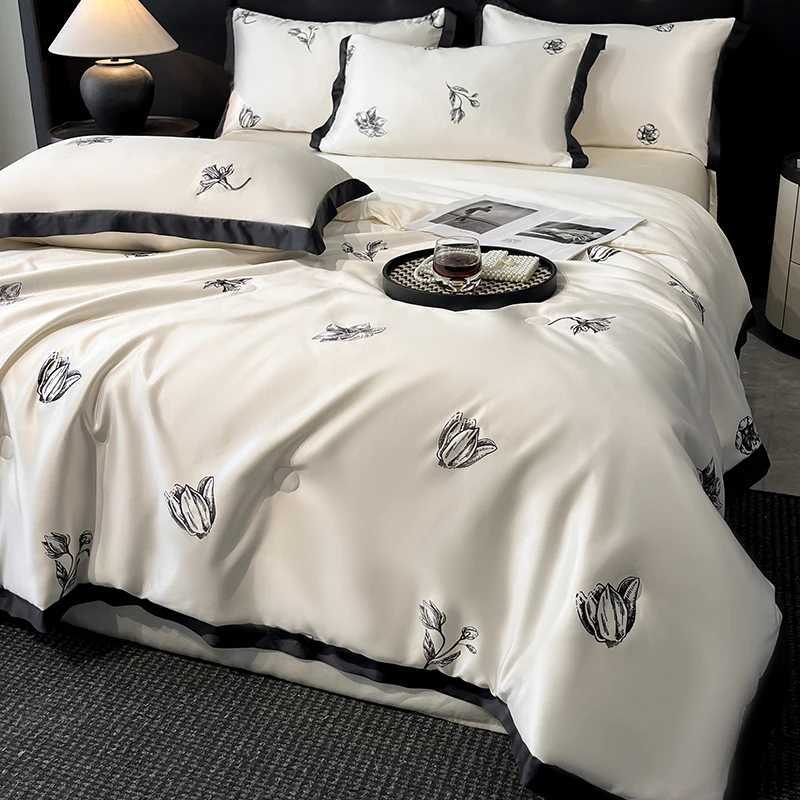 Summer Cool Washing Silk Cool Quilt Four-piece Set Ice Silk Single Double Thin Quilt Air Conditioning D260317