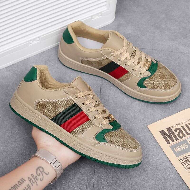 Vintage Canvas Leather Skate Shoes For Men Women Green Red Stripe Casual Sneakers Lightweight Breathable Non-Slip Daily Walking Tennis Shoes Plus Size