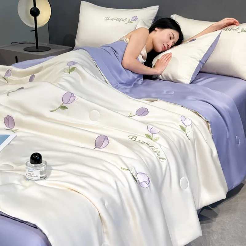 2025 new washed ice silk summer quilt four-piece air conditioner quilt four-piece summer cool ice silk summer quilt D260317