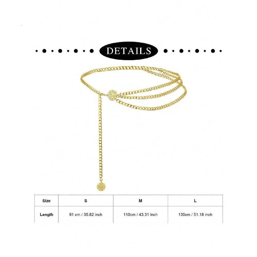 Waist Chain With Sunflower Butterfly Belly Chains Belt Plus Size Long Multi-Layered Chain Belt For Dress Decor Jeans Pants H260316 - view 3