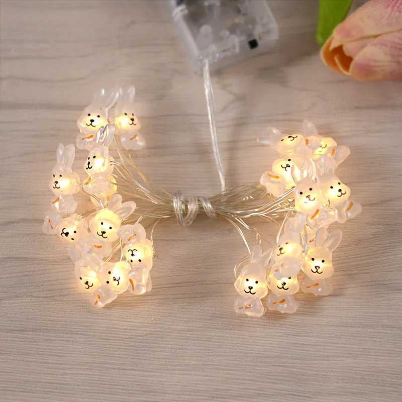 2/1 meter Easter String Lights for Home Decor 20 LED Glowing Easter Bunny Egg Carrot Fairy Light Ornament Decorations H260316