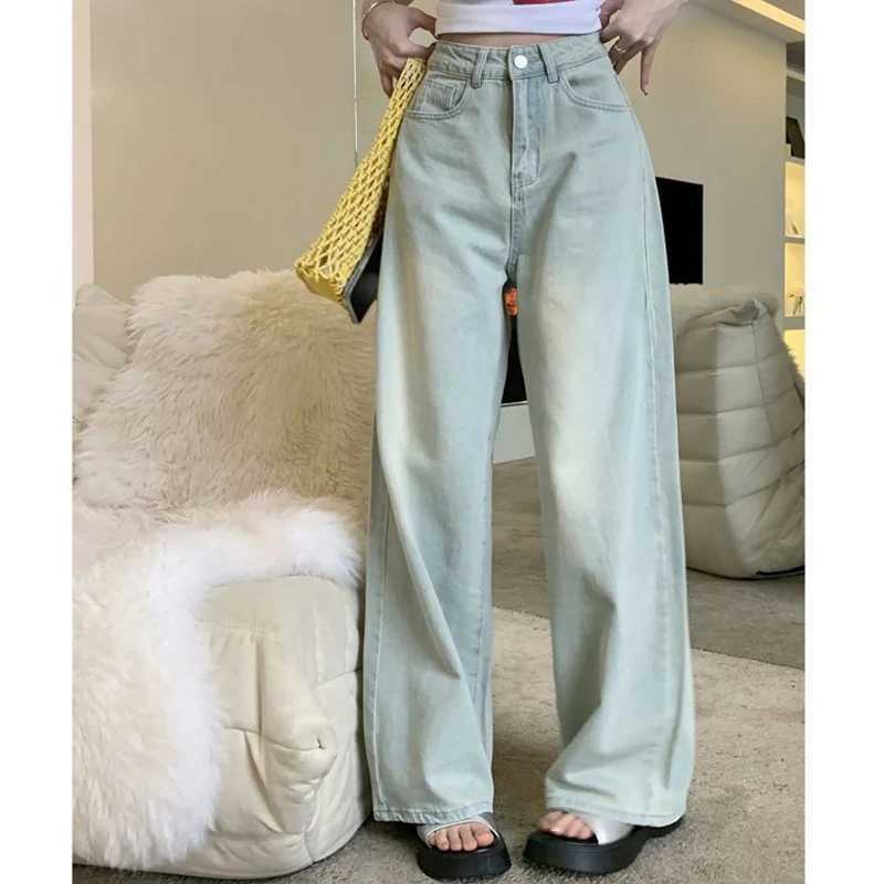 2025 Female Retro Designer High Waist Jeans Women Solid Casual Denim Trousers s Classic Fashion Wide Leg Pants M260317