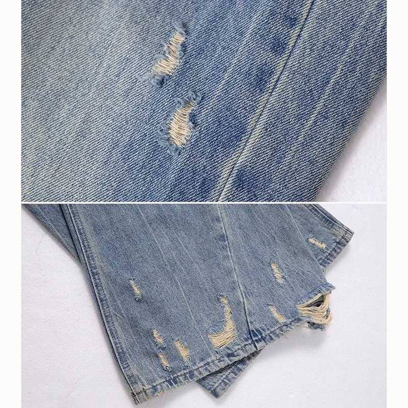s Korean High Waist Loose Fit Jeans Women New Fashion Straight Leg Denim Trousers Lady Vintage Ripped Blue Thin Pants M260317