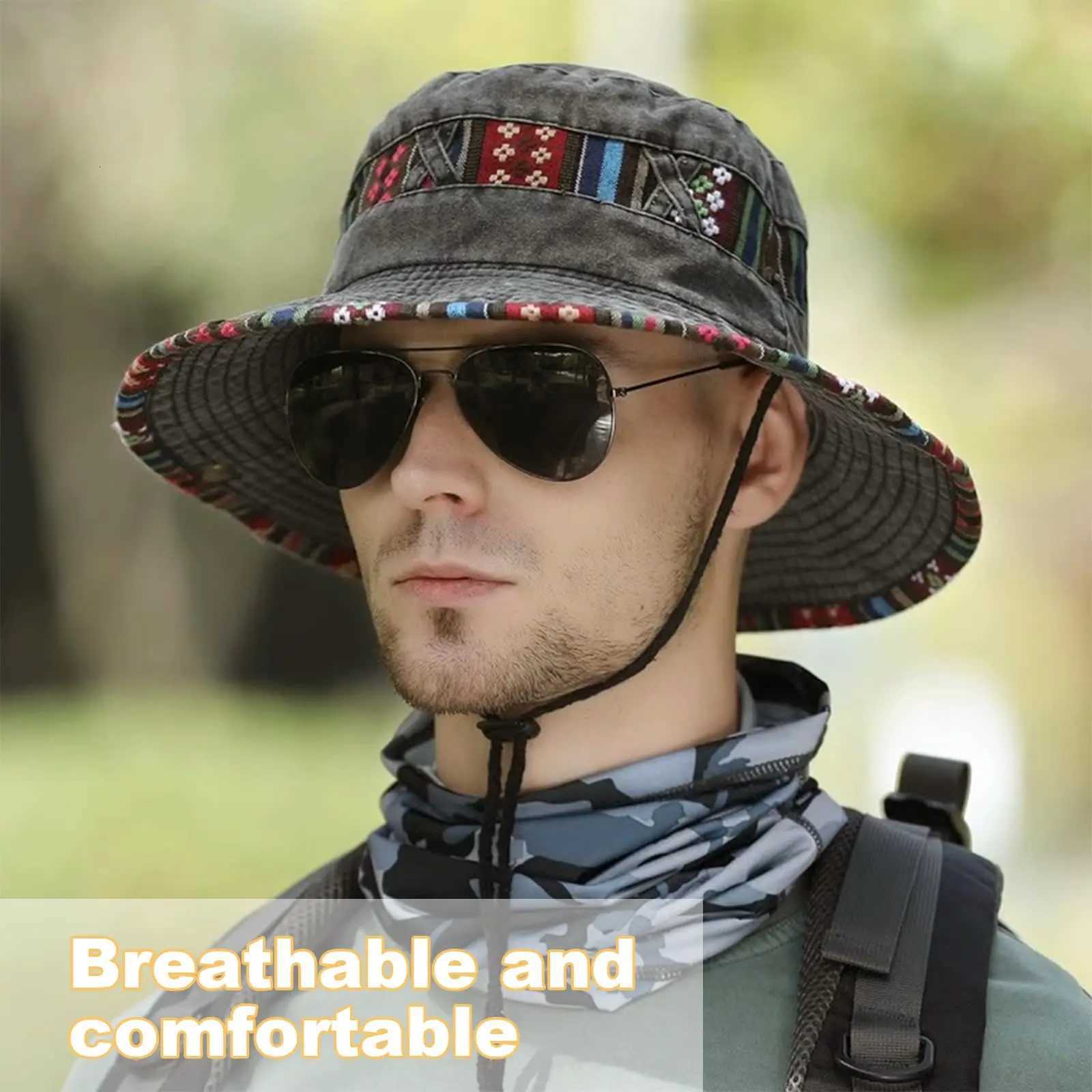 Summer Sunhat Wide Brim Sunshade UV Protection Fishing Hiking Sun Hat Outdoor Sport Adjustable Foldable Travel Cowboy Hat H260317 - view 3