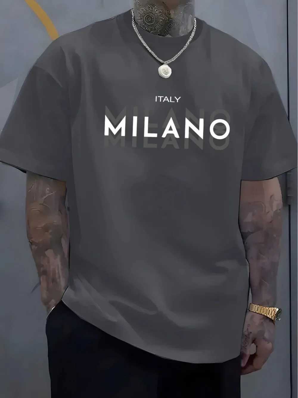 Men New Summer Casual Comfortable Breathable T-shirt with Letter Shadow Patterns Suitable for Outdoor Sports 100 Pure Cotton M260317