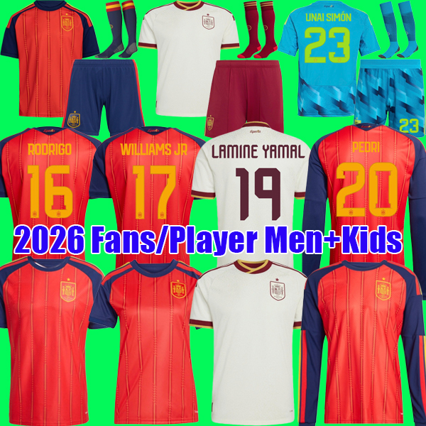 2026 World Cup SPAIN Soccer Jerseys PEDRI GAVI LAMINE YAMAL MORATA Carvajal OLMO FERRAN RODRIGO ZUBIMENDI MERINO Jersey SPANISH Men Kid Kit Football Shirt Fan Player