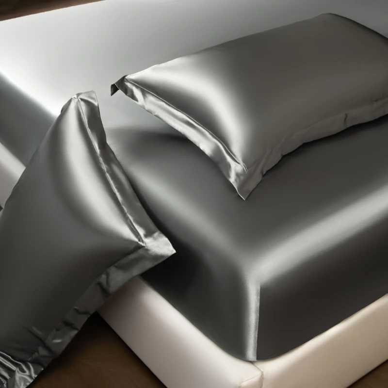 Solid Color Fashion Satin Fitted Sheet Rayon Mattress Cover with Elastic Band Bed Sheet for Bedding 140x200 160x200 D260317