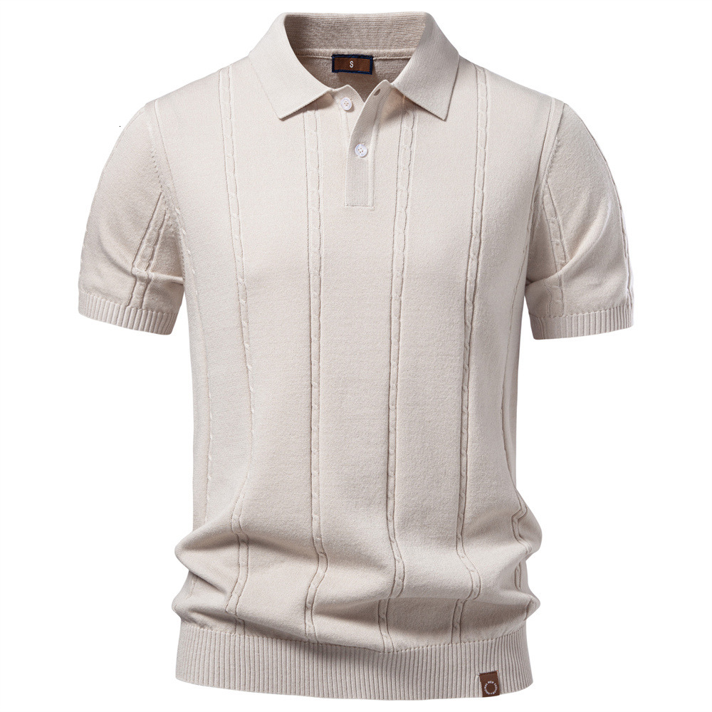 Summer New Shirt Men's Business Casual Knitted Polo POLO Hoodie Shirt Twisted Cool Silk Shortsleeve For Men