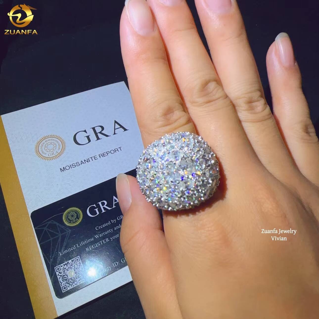 Fashion Sterling Silver 925 Iced Out Fashion Custom Hip Hop Mens D Color VVS Moissanite Diamond Luxury Ring for Men