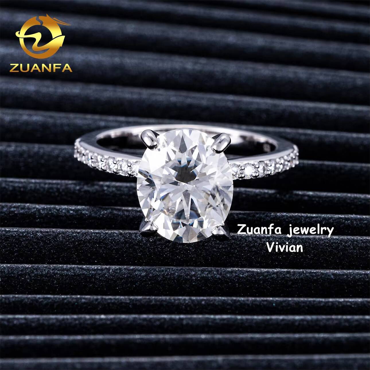Luxury Sterling Silver 925 GRA Certificated VVS Moissanite Diamond Iced Out Women Wedding Rings Pass Diamond Tester