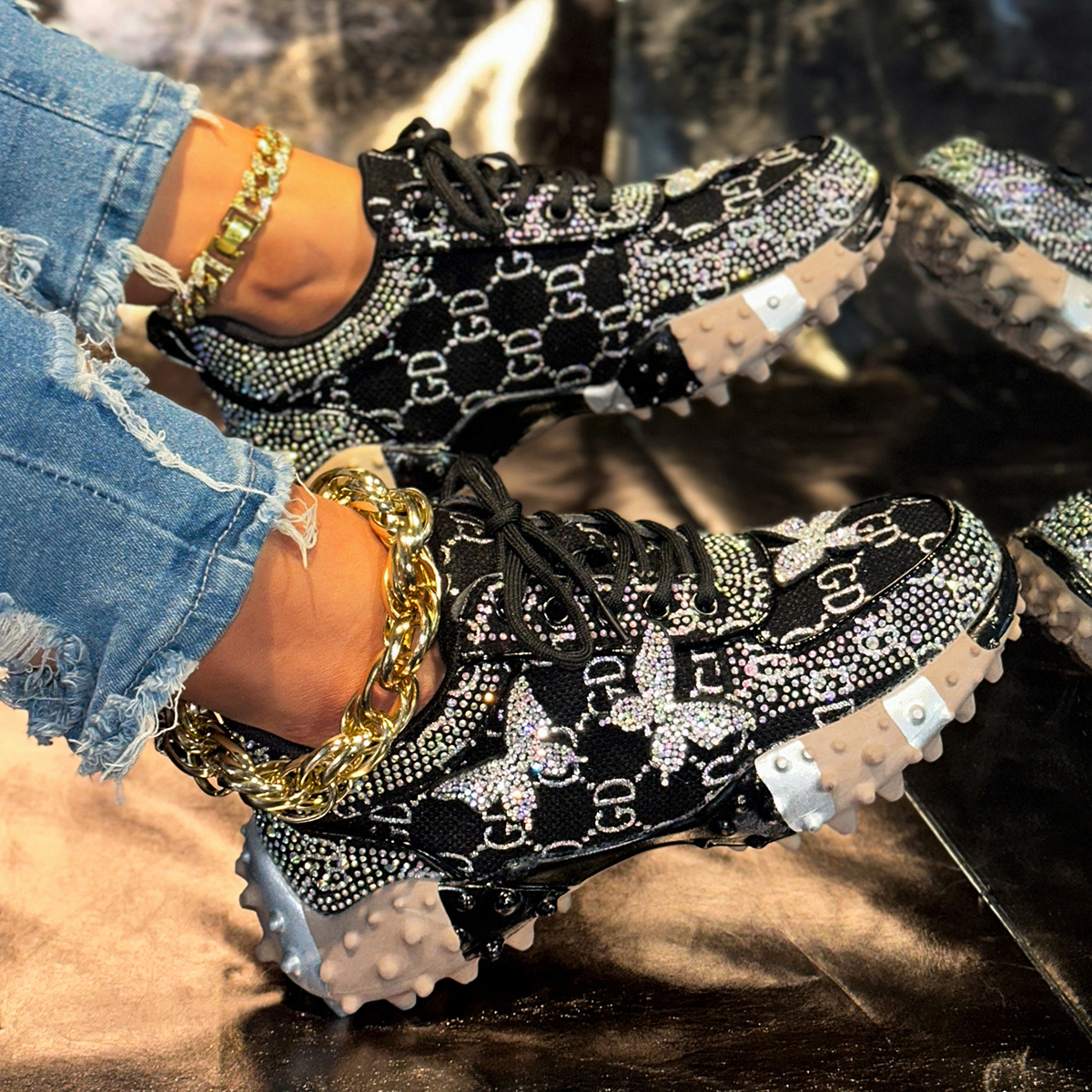 Womens designer Sneakers Water Anti slip leisure Fashion Rhinestone Luxury Training Shoes 2026 New Outdoor Platform Anti-slip column Anti Slip Running