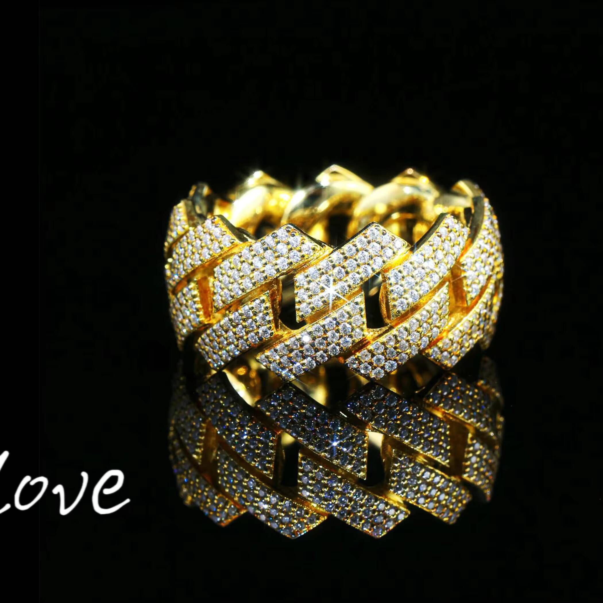Custom Mens Ring 9K-24K Gold Luxury IGI Certified Lab-Grown Diamond Hip-Hop Style Jewellery for Weddings and Parties