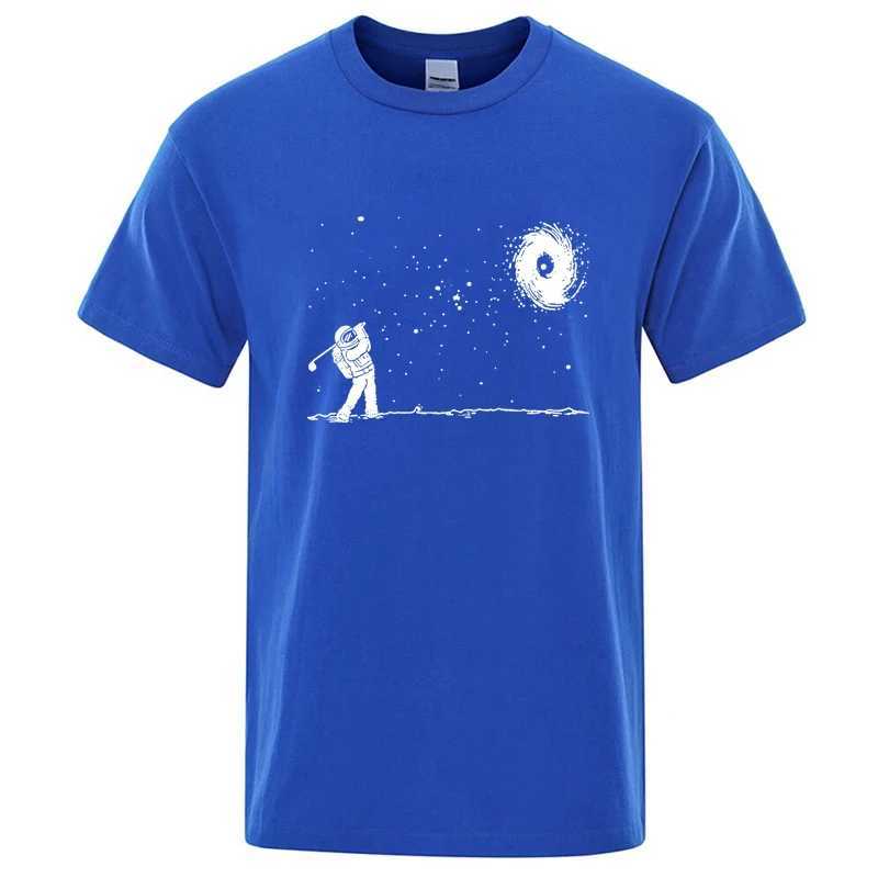 Mens High Quality 100 Cotton Funny Astronaut Print Summer T Shirt Loose O-neck Men Tshirt Short Sleeve T-shirt Male Tees Tops M260317