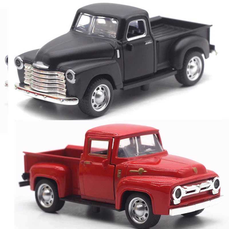 132 Classic Rustic Vintage Alloy Pickup Truck Vintage Pull-Back Car Model Toys D260317