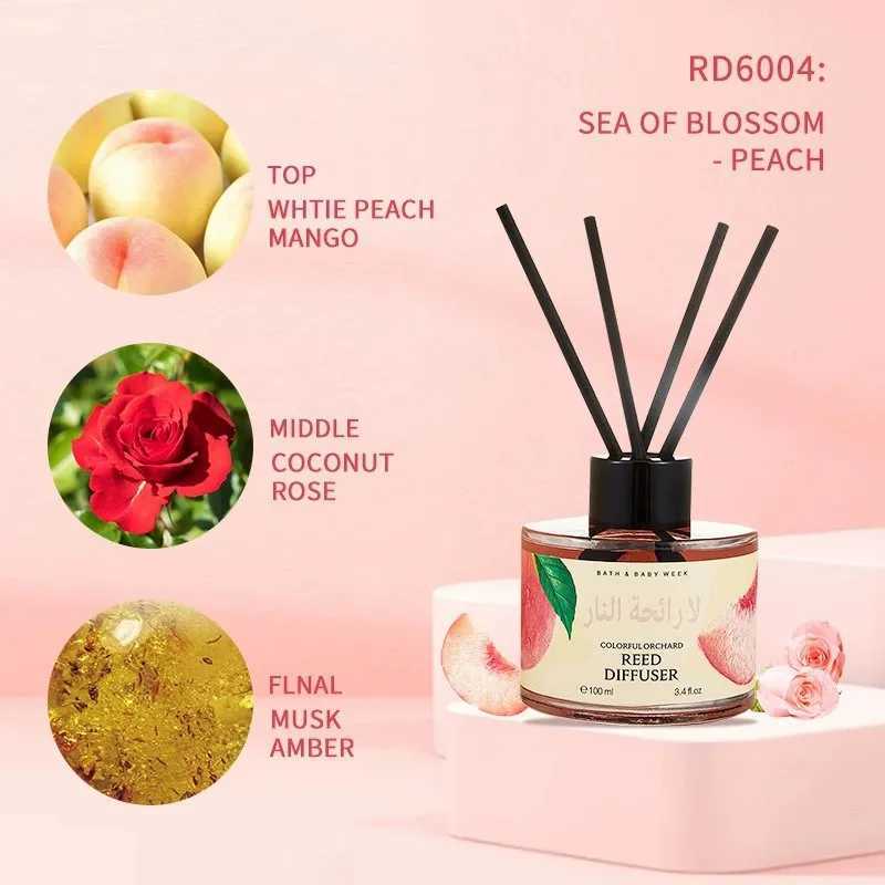 100ml Flameless Aromatherapy Essential Oil Lavender Rose Scented Fragrance Oil with Reed Diffuser Stick Room Air Freshener Decor D260317