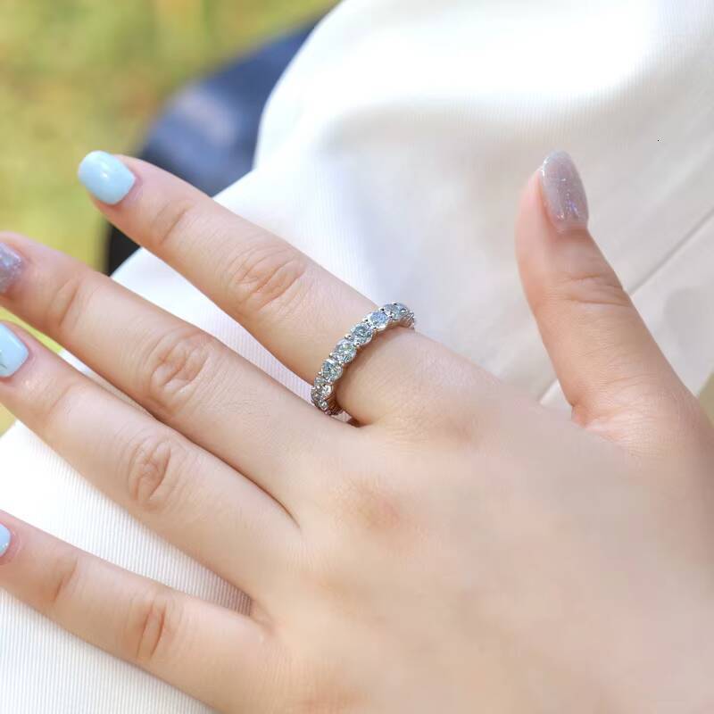 IGI Certified PT950 Platinum Lab Grown Diamond Eternity Tennis Ring Princess Round Cut Wholesale