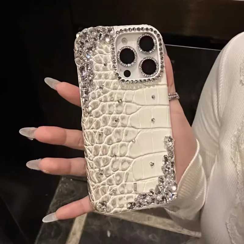 Luxury Glitter crocodile texture rhinestone For iphone 13 14 15 16 pro max 17 air case leather wan Anti-drop protective cover C260314