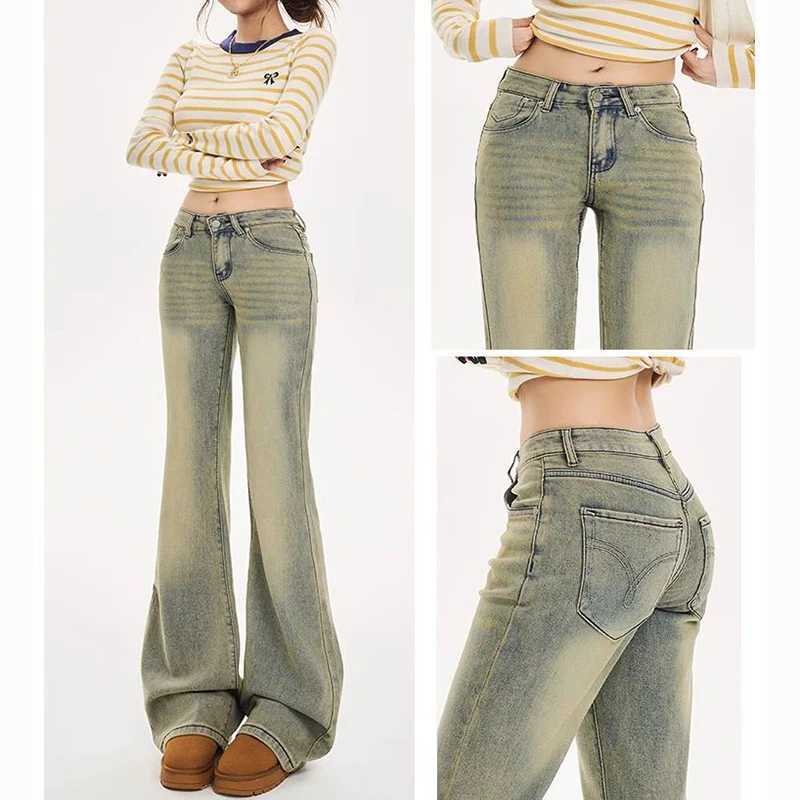 Hot Sale Women Retro Casual Straight Leg Jeans Lady Classic Solid Flared Pants s Fashion Low Waist Denim Trousers M260317