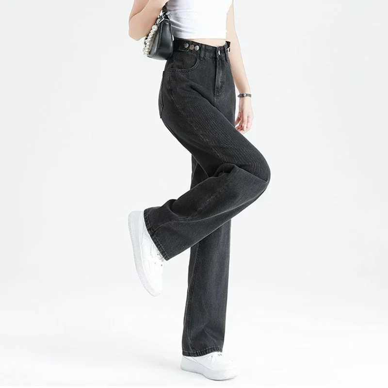 Hot Sale Lady Comfortable High Waist Jeans Female Classic Korean Straight Leg Pants s Fashion Loose Casual Trousers M260317