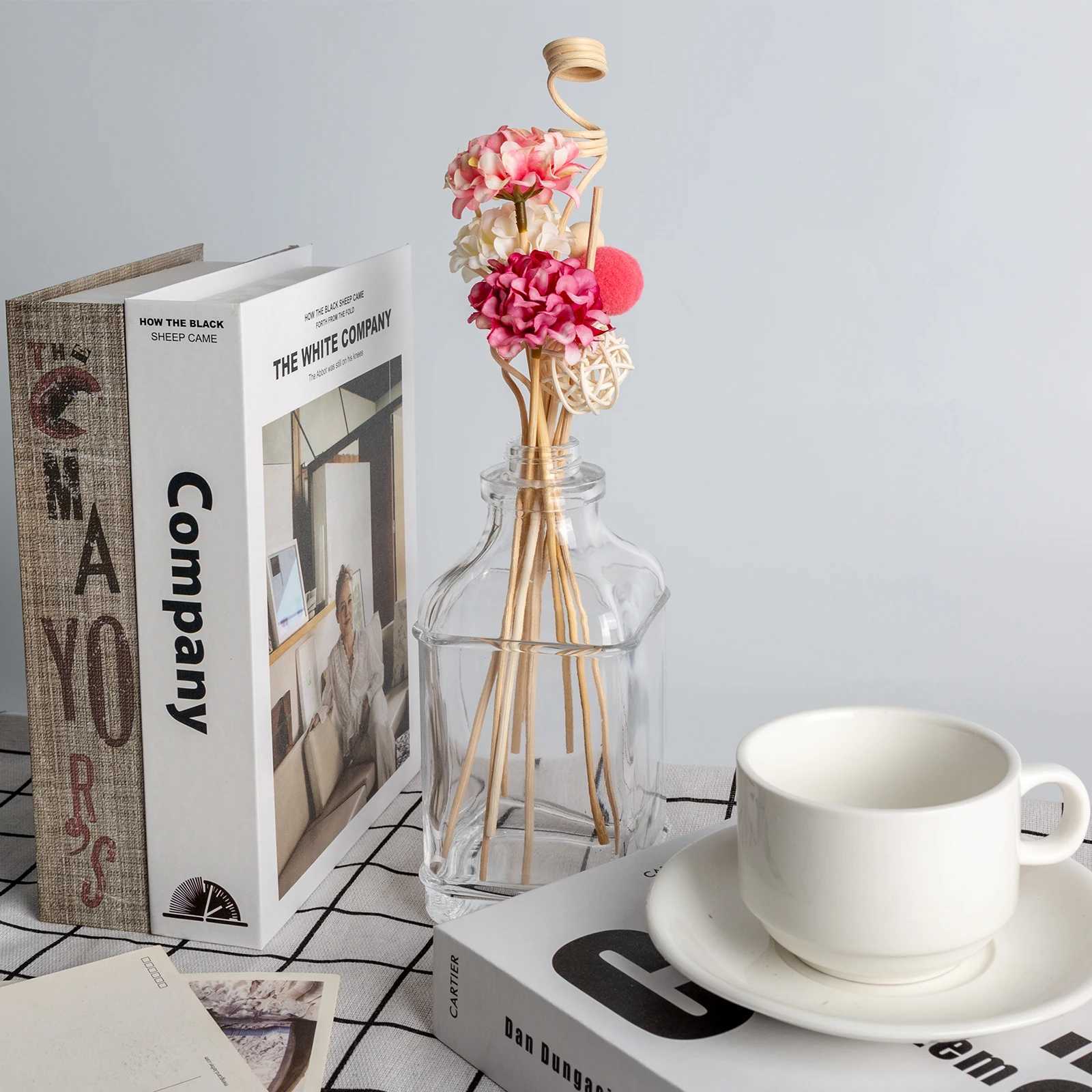 10PCS Pink Hydrangea Flower Rattan Sticks Fireless Fragrances Reed Diffuser Stick DIY Ornaments Home Decor D260317