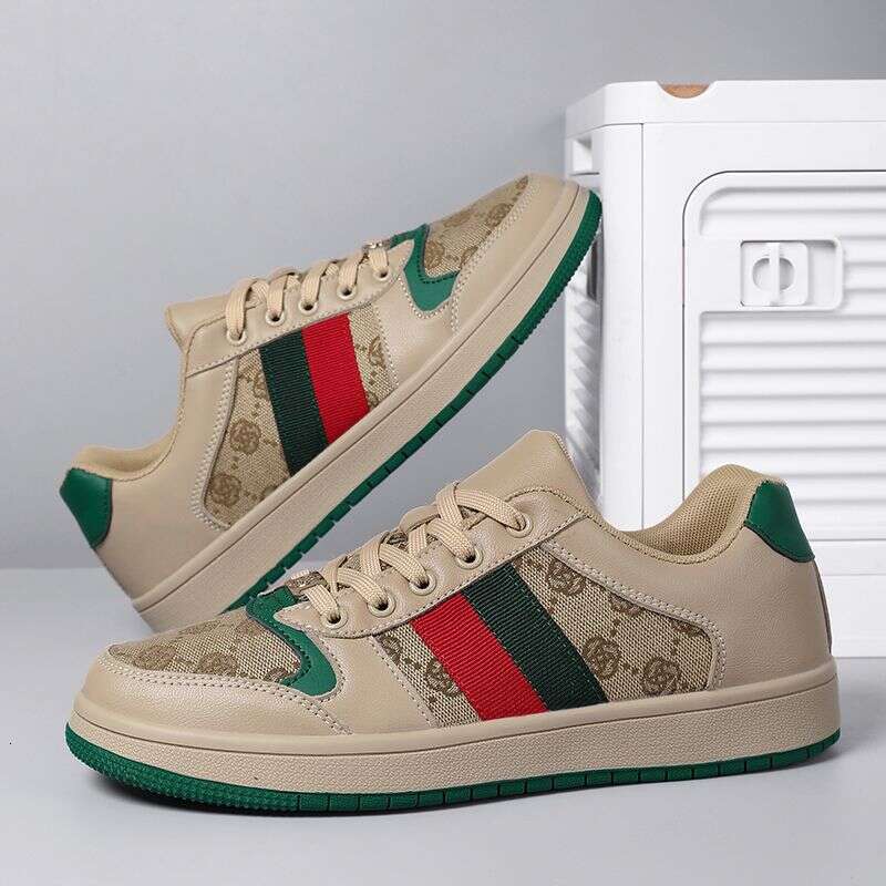 Vintage Canvas Leather Skate Shoes For Men Women Green Red Stripe Casual Sneakers Lightweight Breathable Non-Slip Daily Walking Tennis Shoes Plus Size