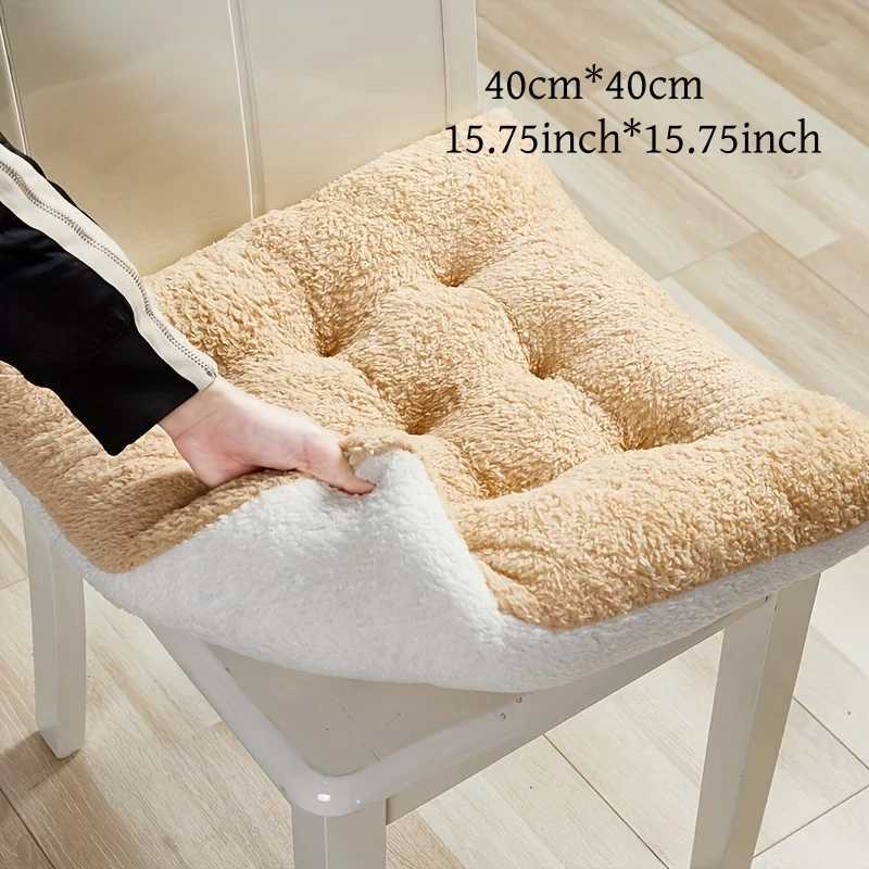 Ultra-Soft Winter Chair Cushion - Thick Double-Sided Plush Seat Pad for Comfortable Office and Home Use Solid Color Machine W D260317