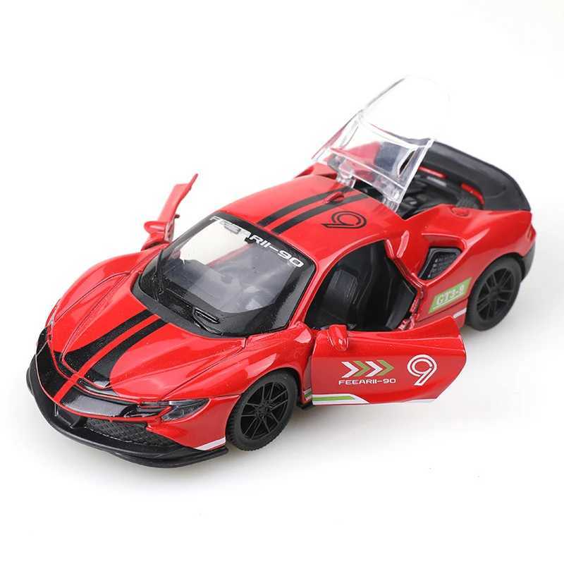 bagged136 Alloy Car Model Simulation SF90 Racing Car Vehicle Pull Back Car Ornaments Collection Toys For Boy Children D260317