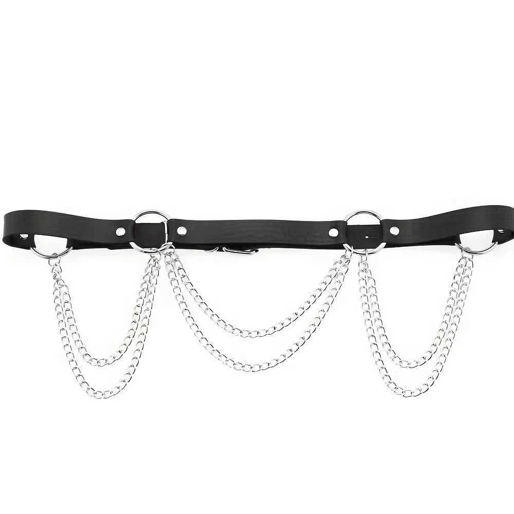 Retro Pu Leather Black Sexy Body Chain Belt - Adjustable Waist Belt - Suitable For Daily Vacation Parties H260316 - view 4