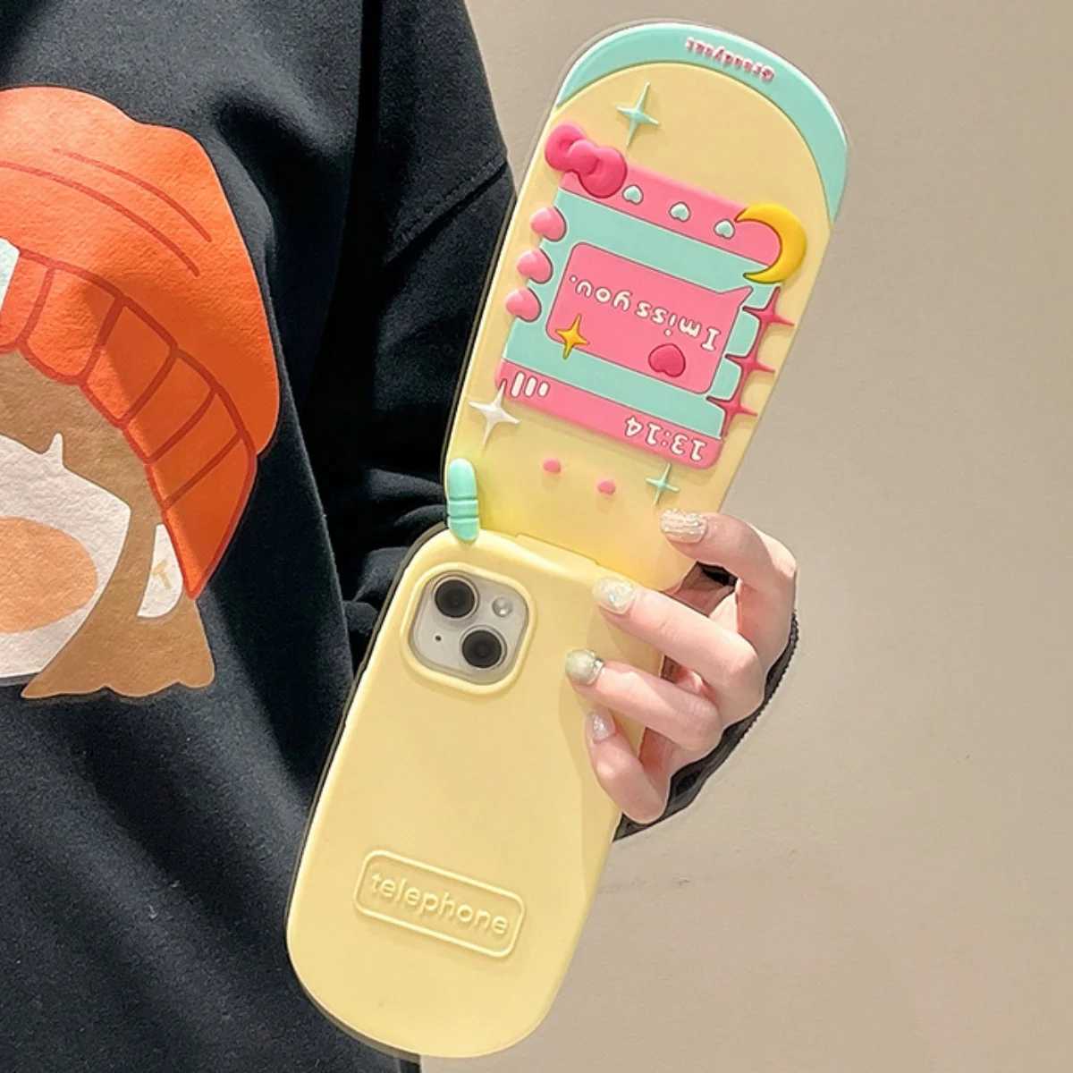 Cute 3D Bow Retro Flip Phone Mirrow Case For iPhone 16 15 14 Pro Max 13 12 11 Fl Coverage Soft Silicone or Back Co C260314