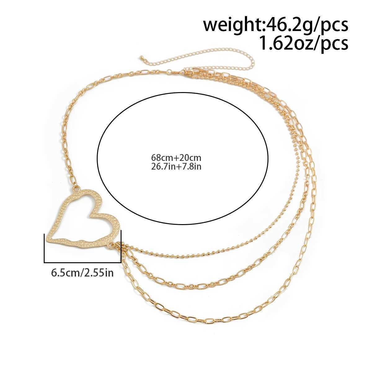 IngeSightZ Classic Metal Multilayer Belly Chains For Women Hollow Gold Color Heart Beach Bikini Waist BoDY Chain Jewelry H260316 - view 6