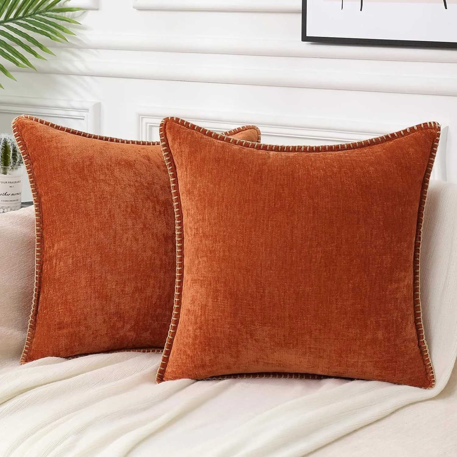 Solid Chenille Cushion Cover 45x45 Pillow Cover 30x50cm Velvet Decorative Throw Pillow Case Soft Luxury For Living Room Decor D260317