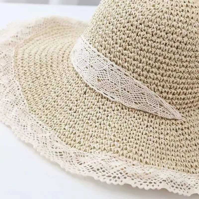 Womens Summer Straw Hat Foldable Sun Hat Wide Large Brim Beach Hats Fashion Holiday Straw Hat Beach UV Protection Cap H260317 - view 7