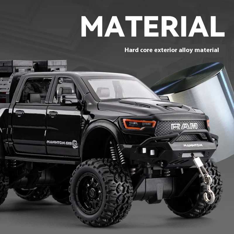 Large Size 124 Mammoth 6X6 Off-road Pickup Truck Childrens Toy Car Simulation Alloy Car Model Ornament Boy Gift D260317