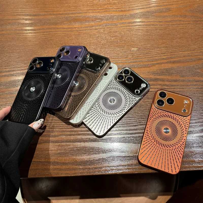 For Luxury Heat Dissipation Magnetic Phone Case For iPhone 12 13 14 15 16 Plus 17 Air PC Bumper Lens On 16 Pro Max Cover C260314