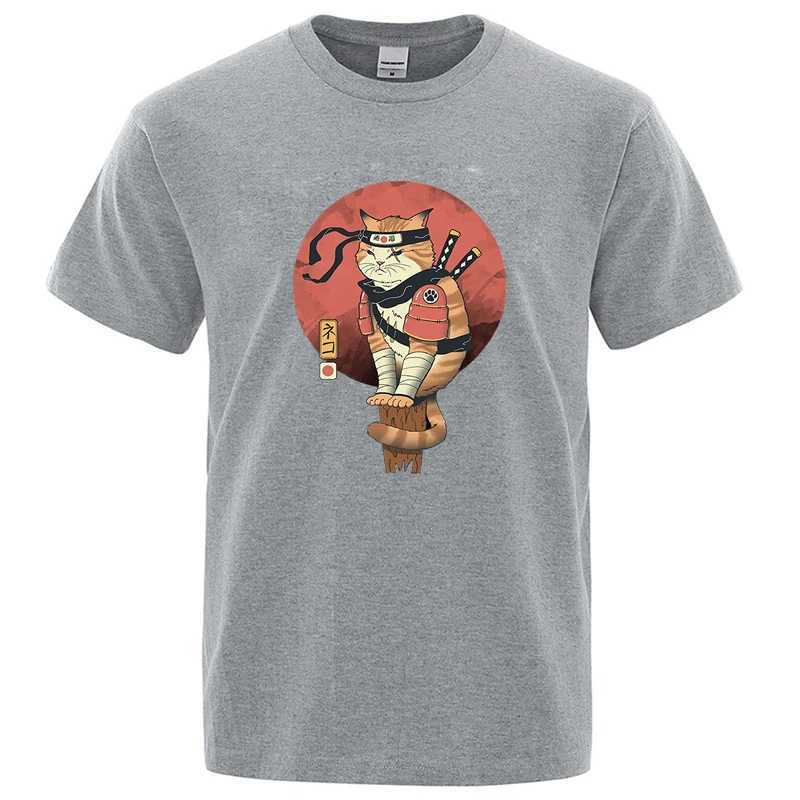 Mens High Quality T-shirt 100cotton Loose Short Sleeve Funny Knife Cat Print Loose Summer Men T-shirt Cool Tshirt Men Tees M260317