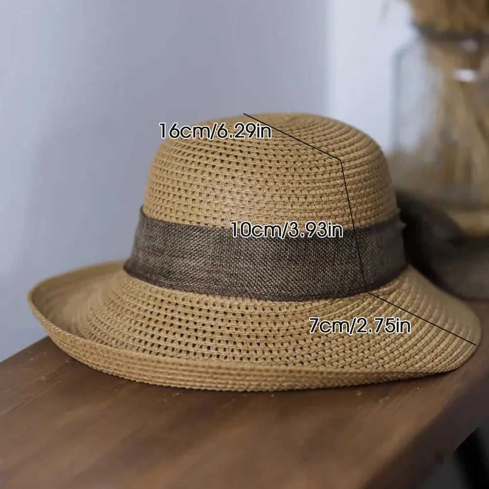 Ladies Butterfly Woven Straw Sunshade Hat Breathable Foldable Beach Vacation Outdoor Sun Protection Hat H260317 - view 7
