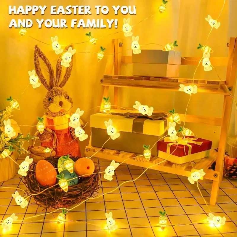 Multipurpose Easter Indoor Lighting Copper Wire Bunny Carrot Egg String Lights Holiday Decor Dining Room Celebration Atmosphere H260316