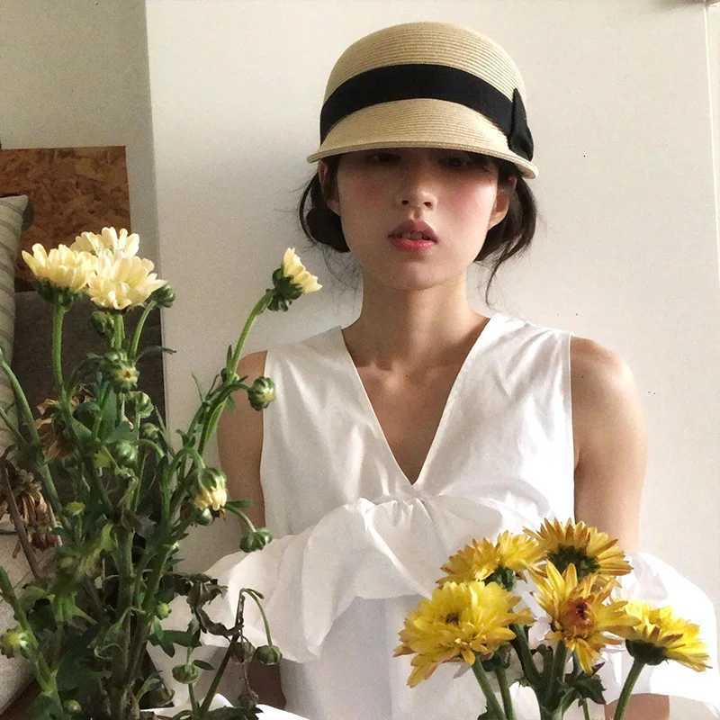 Bow shaped dome grass woven duckbill hat for women summer outdoor face enhancing small grass hat sun protection and shading H260317 - view 4