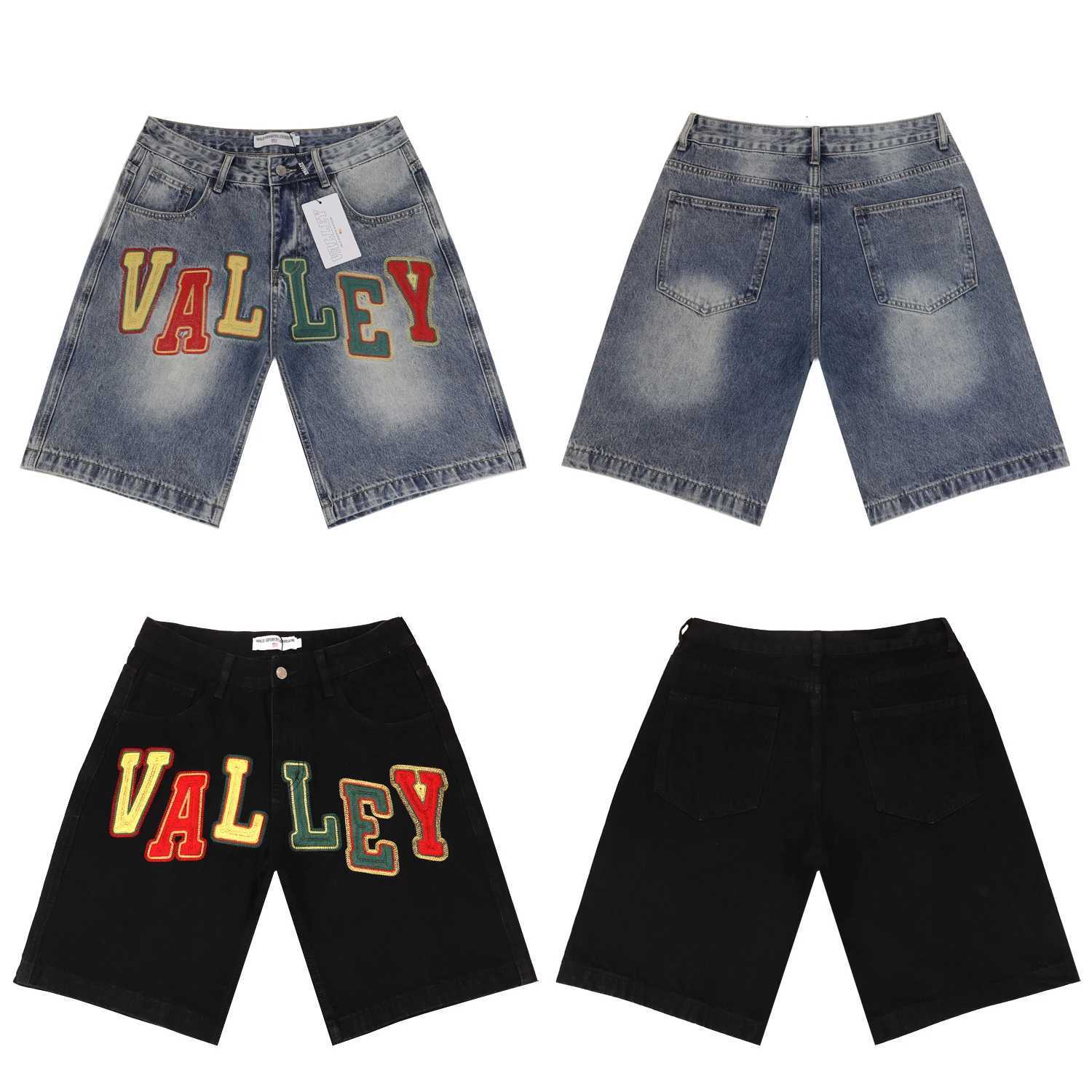 Denim Washed Loose Shorts wiTH Skittle Embroidery Colorful Letters Jeans X260316