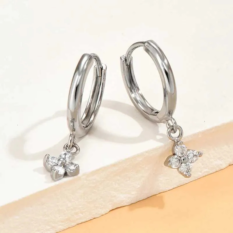 Designer Gold Tone Stainless Jewelry Steel Zircon Inlaid Designer Flower Earrings Luxury Sweet Women Wedding Jewelry