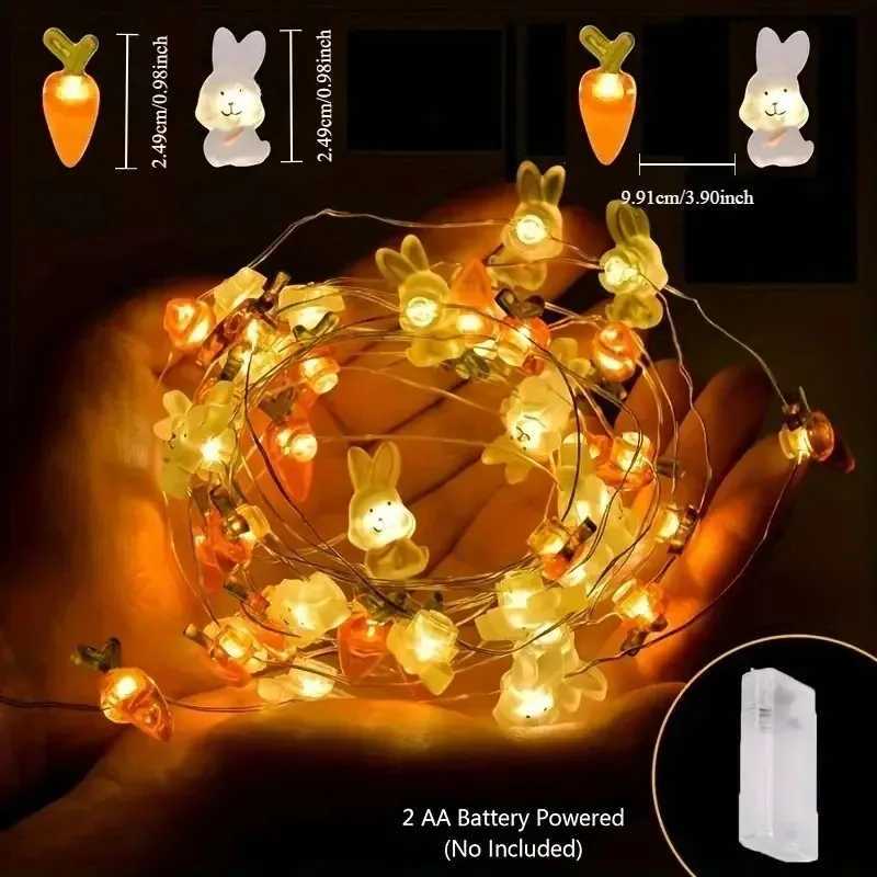 Multipurpose Easter Indoor Lighting Copper Wire Bunny Carrot Egg String Lights Holiday Decor Dining Room Celebration Atmosphere H260316