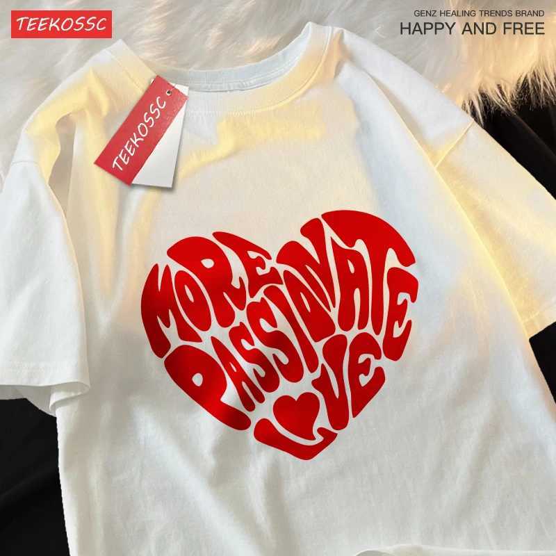 More Passionate Love Print Tshirt Men Women Casual Summer Tee Clothes Casual Sweat Pattern T Shirt Couple Hip Hop Cotton Tops M260317